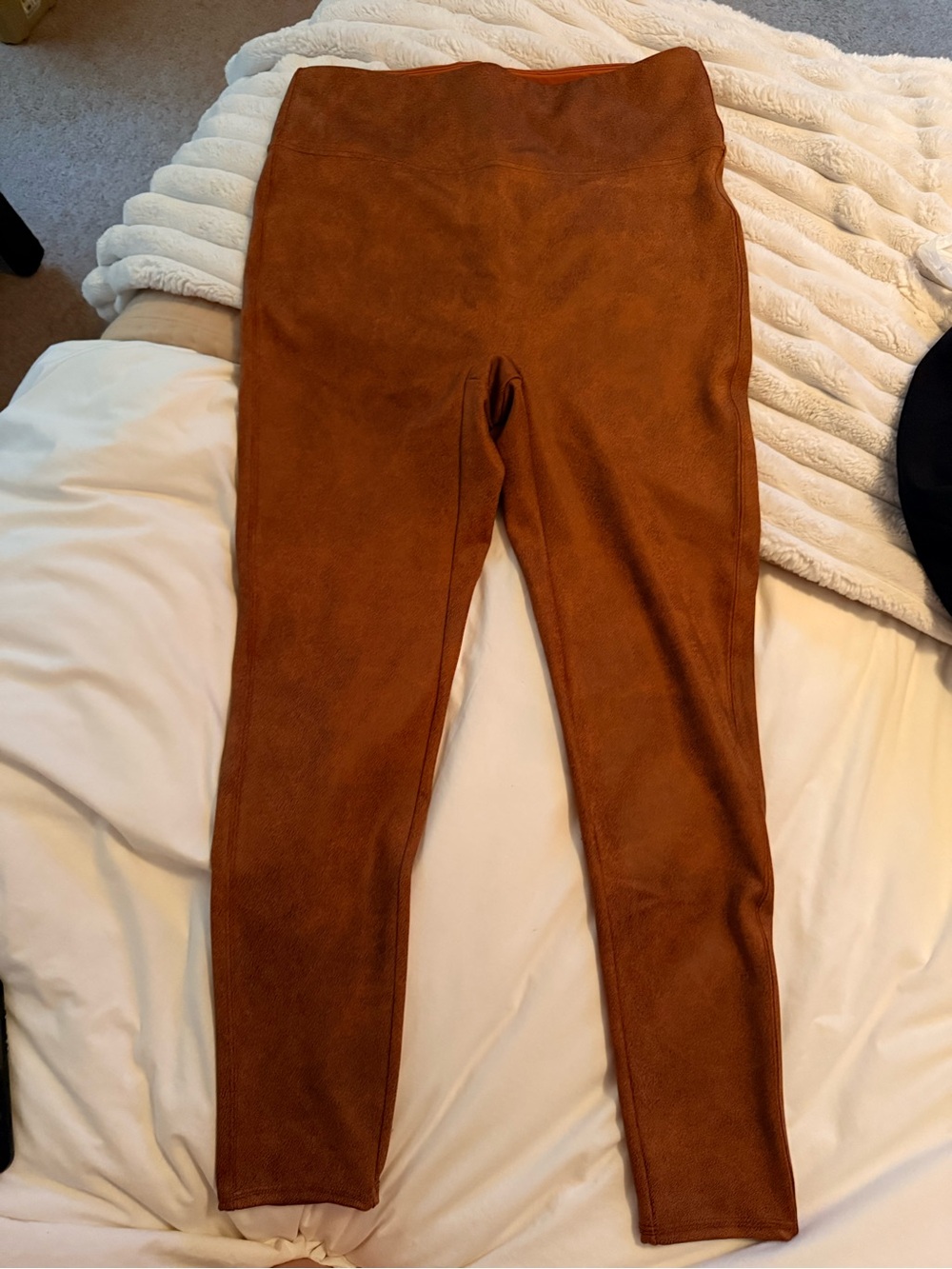 Girls' High-Waist Brown Faux-Suede Leggings New no tags